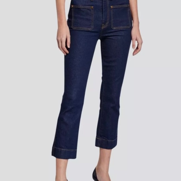 KHAITE Raquel Patch Pocket Cropped Flare Jeans - Picture 1 of 7